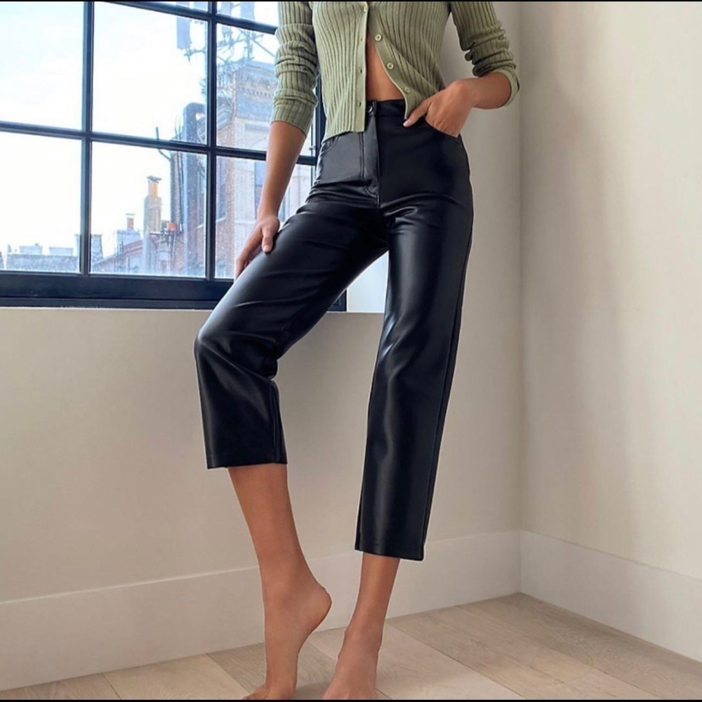 Nwt Wilfred Melina Cropped Pant Faux Leather Black Size 0